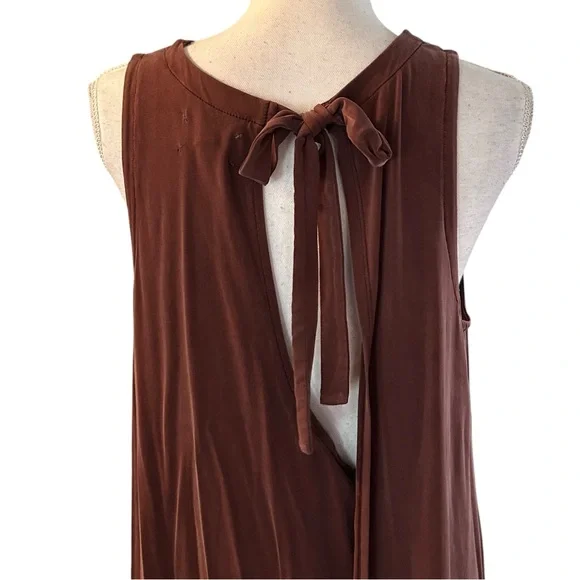 LOFT Lou & Grey Casual Sleeveless Keyhole Wrap Back Swing Dress SZ S in Brown - Picture 4 of 8